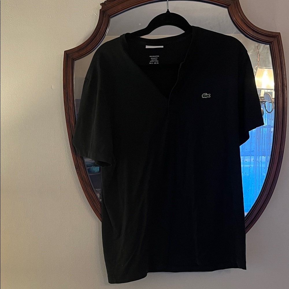 Lacoste Men's Black Short Sleeve Tee XL Pima Cotton EUC!
